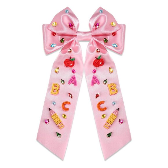 Teacher Hair Bows Rhinestone Large Clips Back To School Teacher Appreciation Gif - Picture 1 of 7